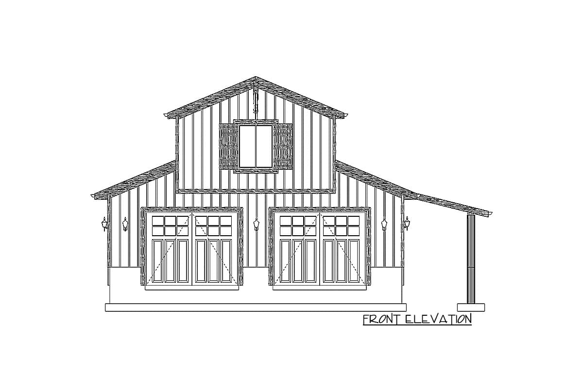 Plan 61320UT: 1-Bed Barndominium with 3-Car Garage on Ground Level - Image #15 - Barndominium, Carriage, Rustic