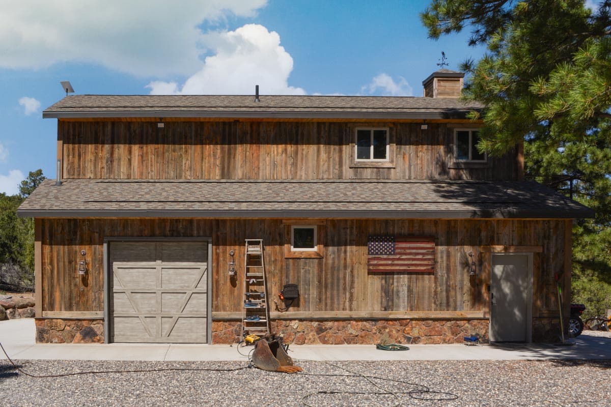 Plan 61320UT: 1-Bed Barndominium with 3-Car Garage on Ground Level - Image #4 - Barndominium, Carriage, Rustic