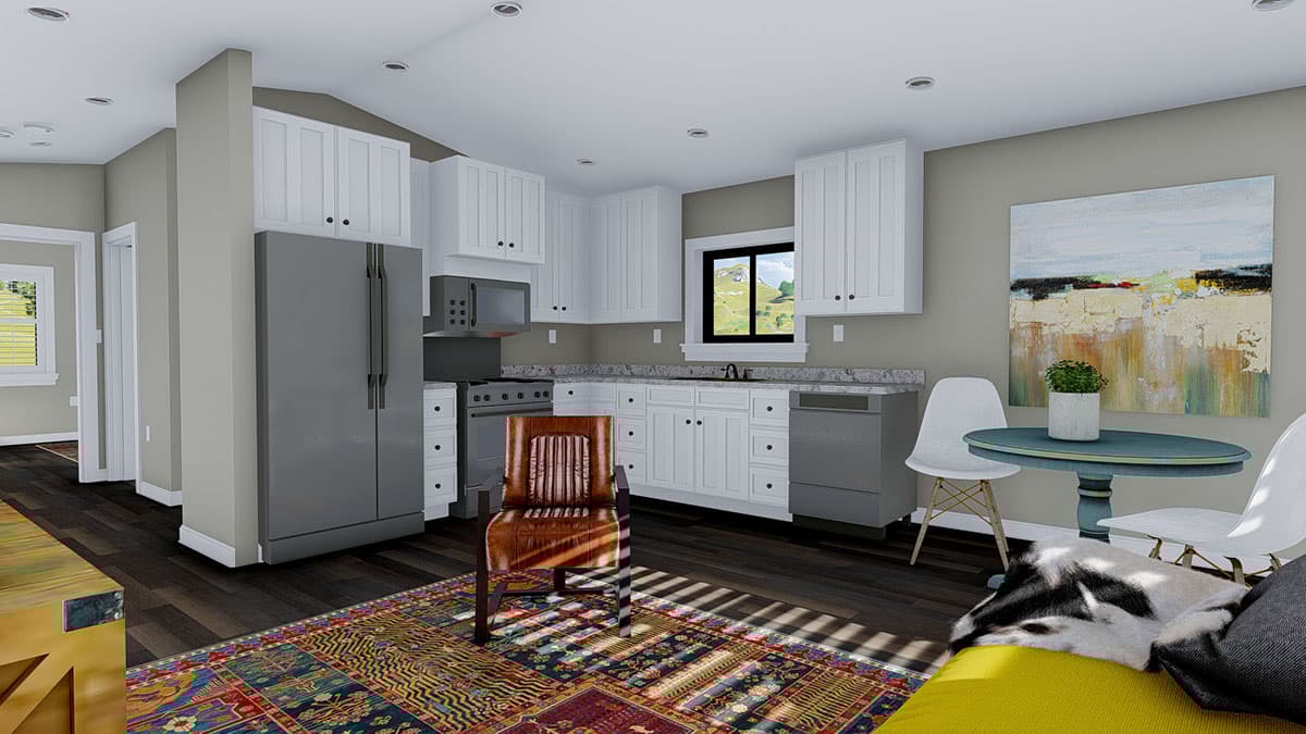 Plan 61320UT: 1-Bed Barndominium with 3-Car Garage on Ground Level - Image #14 - Barndominium, Carriage, Rustic