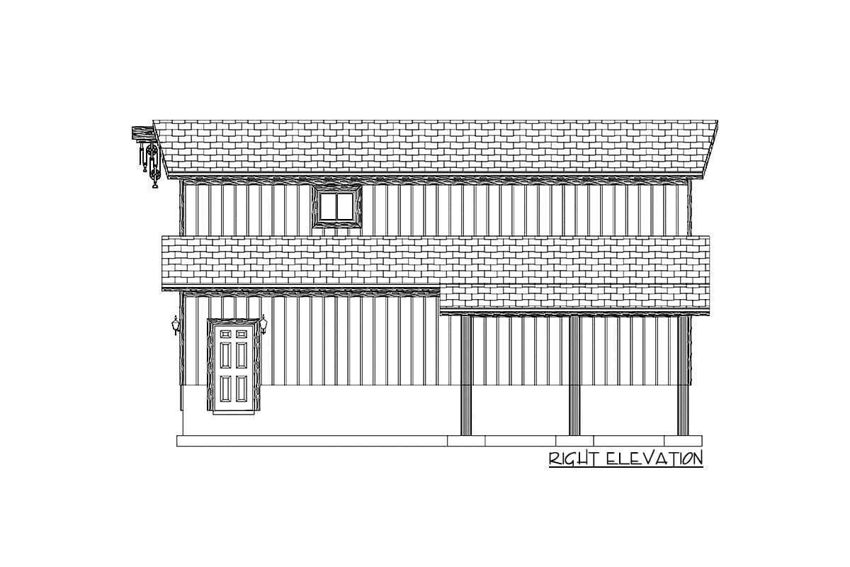 Plan 61320UT: 1-Bed Barndominium with 3-Car Garage on Ground Level - Image #18 - Barndominium, Carriage, Rustic