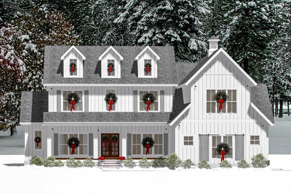 Plan 46376LA: Country Farmhouse Plan with Upstairs Den and Bonus Room - Image #5 - Colonial, Country, Farmhouse, Modern Farmhouse, New American, Southern, Traditional