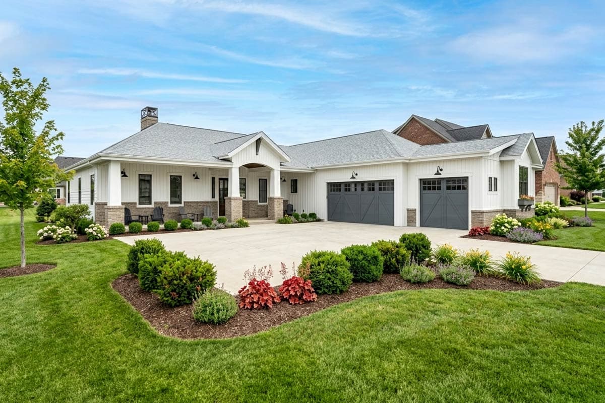 Plan 64468SC: Modern Farmhouse House Plan with Optional Finished Lower Level - 2361 Sq Ft - Image #1 - Farmhouse, Modern Farmhouse, New American, Ranch