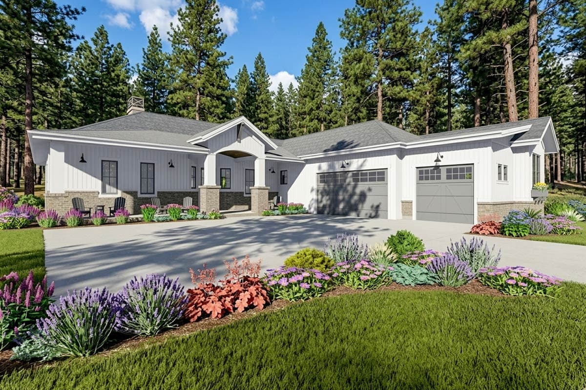 Plan 64468SC: Modern Farmhouse House Plan with Optional Finished Lower Level - 2361 Sq Ft - Image #2 - Farmhouse, Modern Farmhouse, New American, Ranch