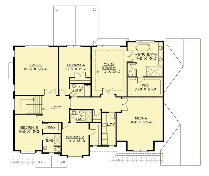 Plan 23793JD: 5-Bed Northwest House Plan with Two Master Beds - Floor Plan - 2nd Floor - Craftsman, Northwest, Shingle