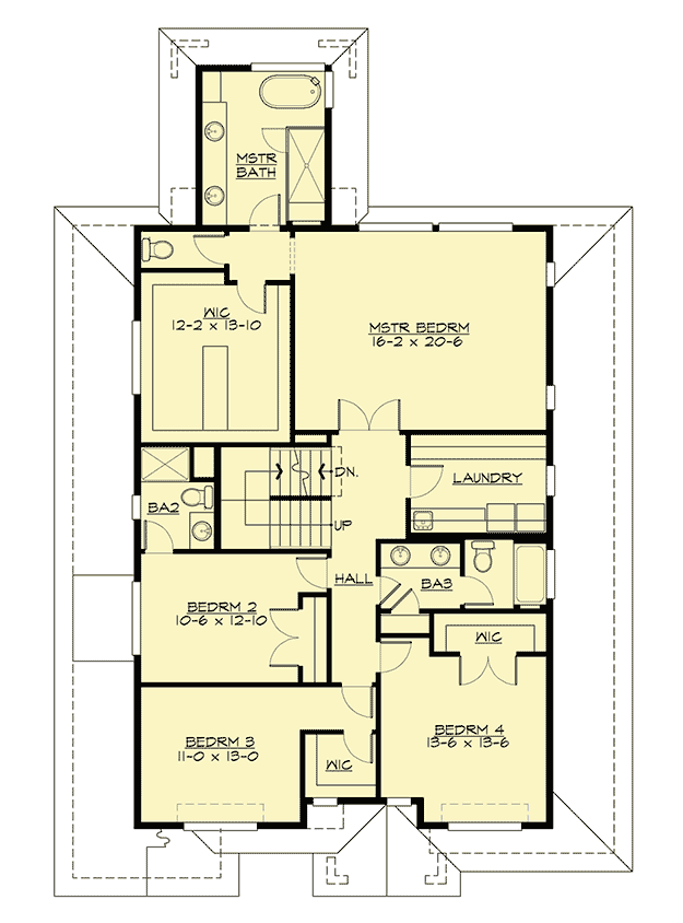 Plan 23794JD: Beautiful 3-Story Craftsman House Plan with 5 (or 6) Bedrooms - Floor Plan - 2nd Floor - Craftsman, Northwest