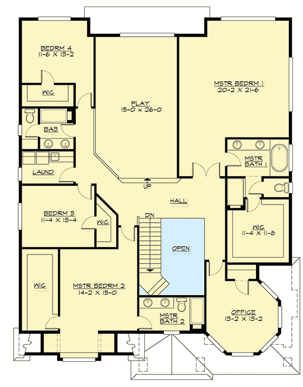 Plan 23797JD: Detail-Oriented Northwest House Plan with Second Level Office and Play Room - Floor Plan - 2nd Floor - New American, Northwest