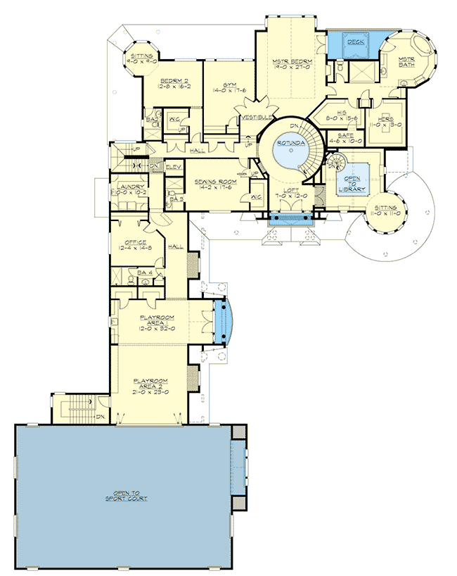 Plan 23801JD: Luxury Newport-Style House Plan with Sport Court - Floor Plan - 2nd Floor - Coastal, Craftsman, Northwest, Shingle