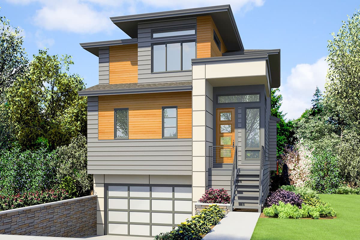 Plan 23802JD: Contemporary 4 Bedroom 2-Story House Plan with Upstairs Master and Laundry - 2877 Sq Ft - Image #22 - Contemporary, Modern, Northwest