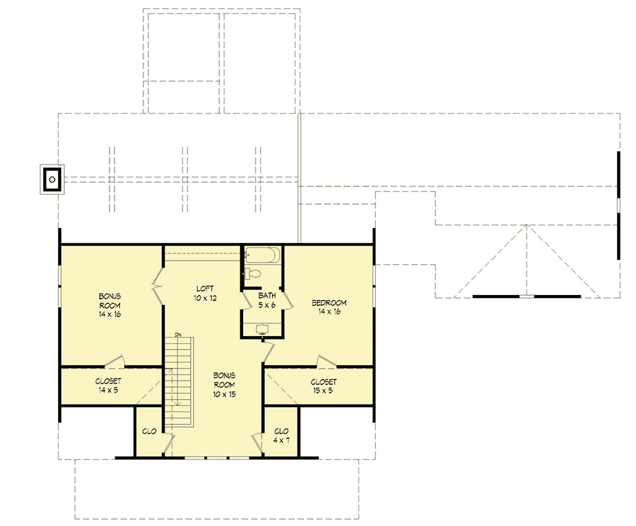 Plan 68583VR: Classic Farmhouse Plan with First-Floor Master and Loft - Floor Plan - 2nd Floor - Country, Farmhouse, Southern