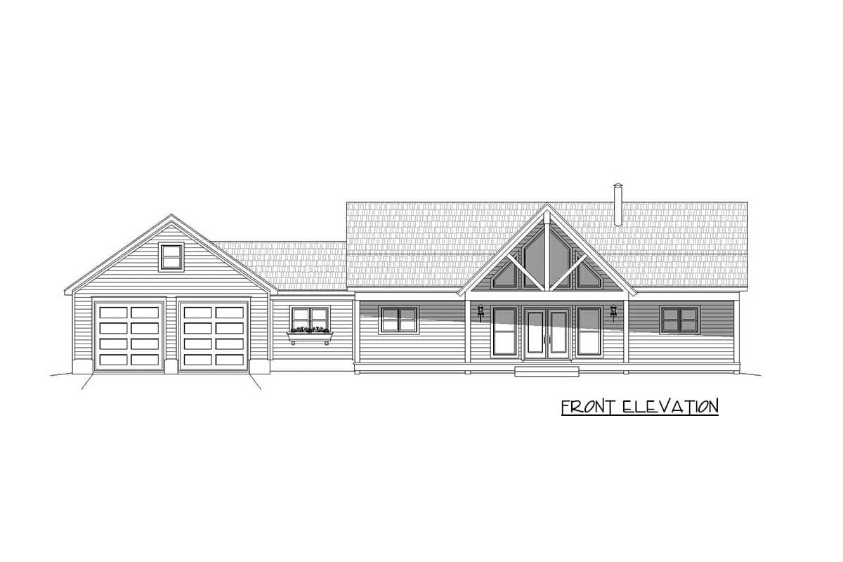 Plan 68585VR: Mountain Ranch Home Plan with Screened Porch and Deck in Back - 1650 Sq Ft - Image #4 - Country, Craftsman, Mountain, Ranch