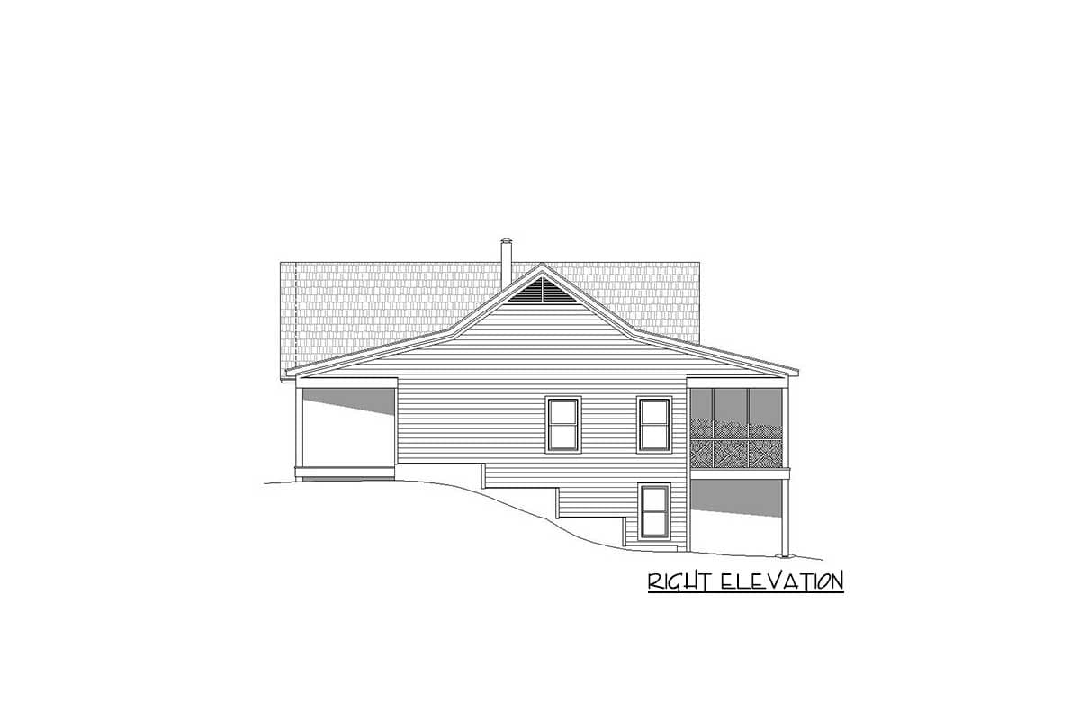 Plan 68585VR: Mountain Ranch Home Plan with Screened Porch and Deck in Back - 1650 Sq Ft - Image #7 - Country, Craftsman, Mountain, Ranch