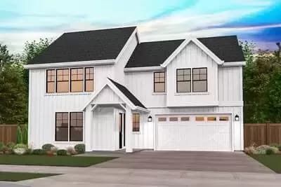 3-Bed Modern Farmhouse Plan with Front-Facing 2-Car Garage