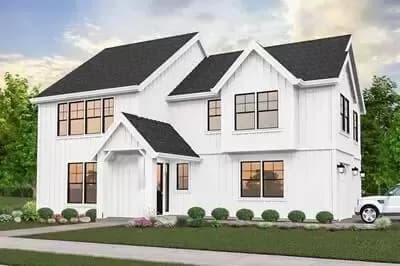 3-Bed Modern Farmhouse Plan with Side-Entry Garage