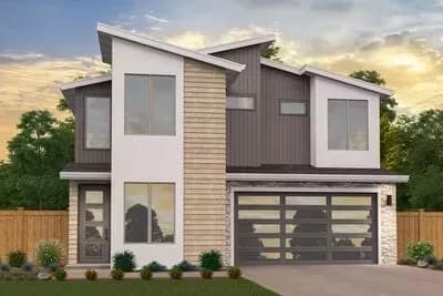 Airy and Light 2-Story Modern Home Plan with Shed Roof