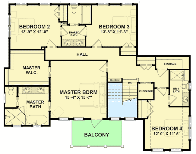 Plan 765011TWN: 5-Bed Beach-y House Plan with Two Upstairs Options Included - 3287 Sq Ft - Floor Plan - Second Level - Beach, Coastal, Coastal Contemporary, Country, Low Country, Vacation