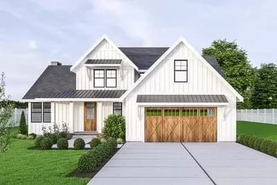 3-Bed Modern Farmhouse Plan with Second-Level Flex Room - 2600 Sq Ft