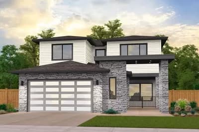 Modern Home Plan with Entry Courtyard (or a Den Option)