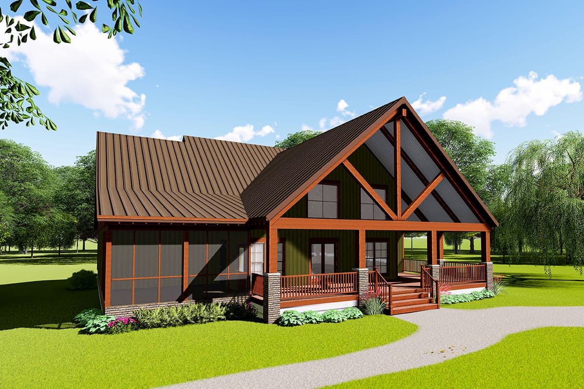 Plan 70614MK: Rustic 4-Bed House Plan with Loads of Outdoor Space in Back - 2860 Sq Ft - Image #7 - Cottage, Country, Mountain, Rustic, Vacation