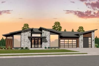 Exclusive Modern Home Plan with Side Courtyard