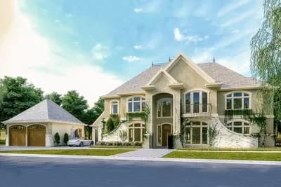 Luxurious French Country House Plan with Wine Cellar and Long-Term Guest Suite