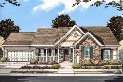 One-Level Country House Plan with Open Floor Plan