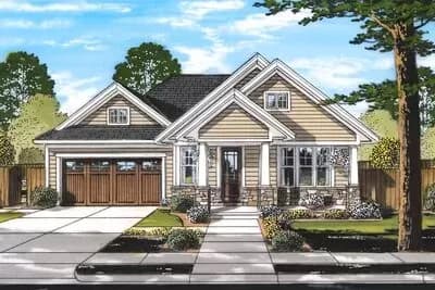 3-Bed Craftsman Home Plan with Cottage Front Porch