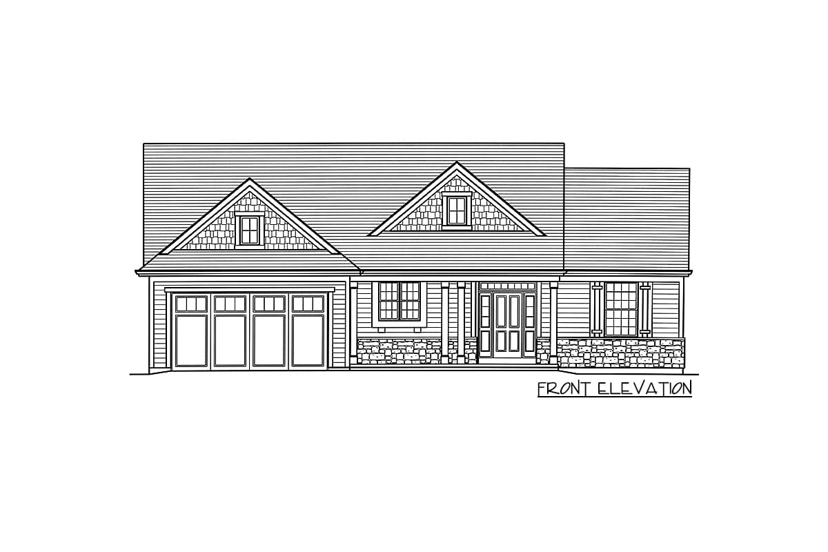 Plan 39290ST: 3-Bed Cottage-Style House Plan with Front and Rear Porches - Image #3 - Country, Ranch, Traditional