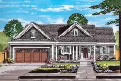 3-Bed Cottage-Style House Plan with Front and Rear Porches