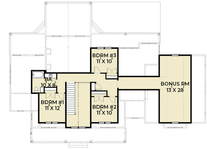 Plan 280029JWD: 4-Bed Modern Farmhouse with Large Bonus Room - Floor Plan - 2nd Floor - Country, Farmhouse, Modern Farmhouse, New American, Traditional