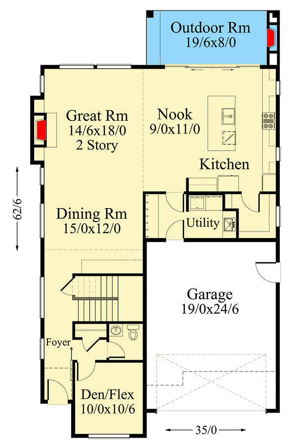 Plan 85295MS: Airy and Light 2-Story Modern House Plan - Floor Plan - Main Level - Contemporary, Modern, Northwest