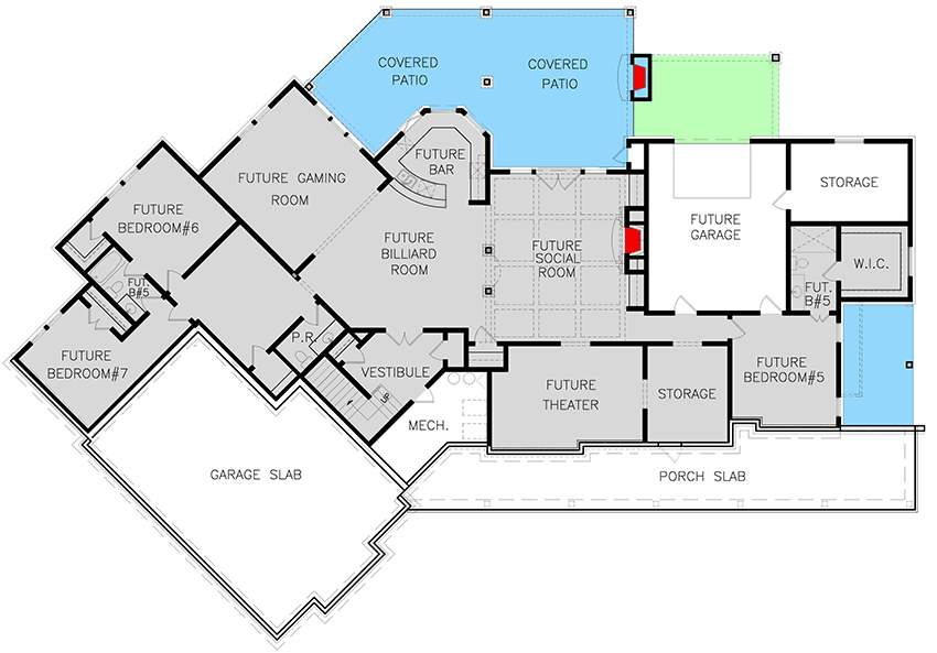 Plan 25663GE: Grand One-Level Farmhouse Plan with Optional Lower Level - Floor Plan - Optionally Finished Lower Level - Country, Craftsman, Farmhouse, Modern Farmhouse, Mountain