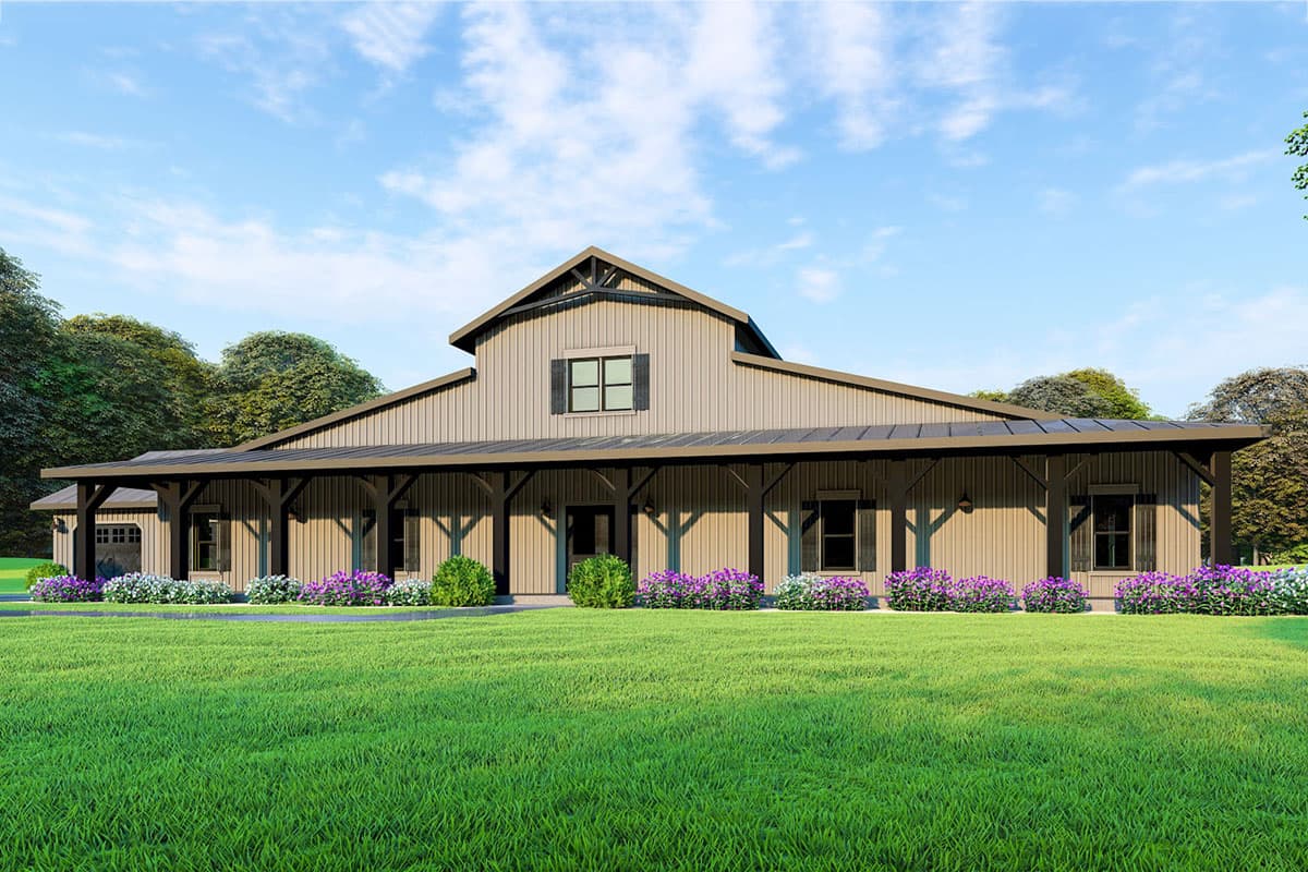 Plan 70615SND: Modern Farmhouse Plan with Barndominium Style Exterior - Image #5 - Barndominium, Country, Farmhouse, Mountain, Southern
