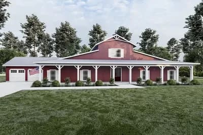 Modern Farmhouse Plan with Barndominium Style Exterior