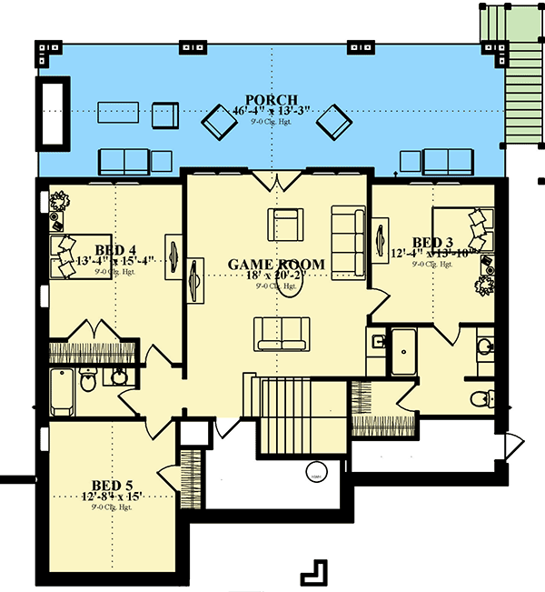 Plan 86320HH: Impeccable New American House Plan Perfect for Waterfront Property - 3062 Sq Ft - Floor Plan - Lower Level - Craftsman, New American, Traditional, Vacation
