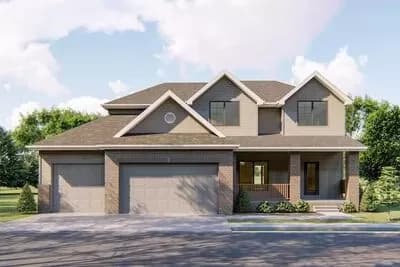 3-Bed House Plan with 2-Story Entry