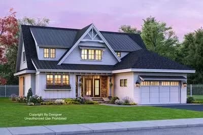 Master-Up Modern Farmhouse Plan 2-Sided Fireplace