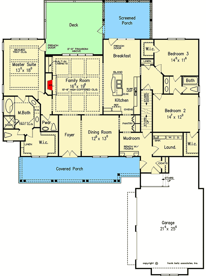 Plan 710117BTZ: Courtyard-Entry House Plan with Optional Second Floor - Floor Plan - Main Level - Craftsman, European, Tudor