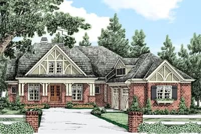 Courtyard-Entry House Plan with Optional Second Floor