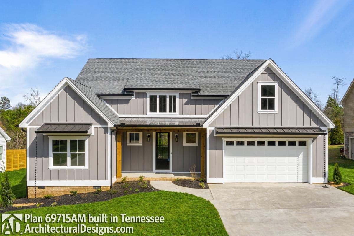 Plan 69715AM: 3-Bed New American House Plan with Vaulted Great Room - 1878 Sq Ft - Image #7 - Cottage, Country, Modern Farmhouse, New American