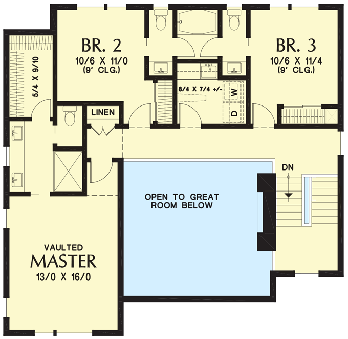 Plan 69713AM: Drive-Under Contemporary House Plan with 2-Story Great Room - 2437 Sq Ft - Floor Plan - 2nd Floor - Contemporary, Modern, Northwest