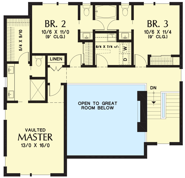 Plan 69722AM: Contemporary Northwest House Plan with Lower-Level Apartment - 2874 Sq Ft - Floor Plan - Second Level - Contemporary, Modern, Northwest
