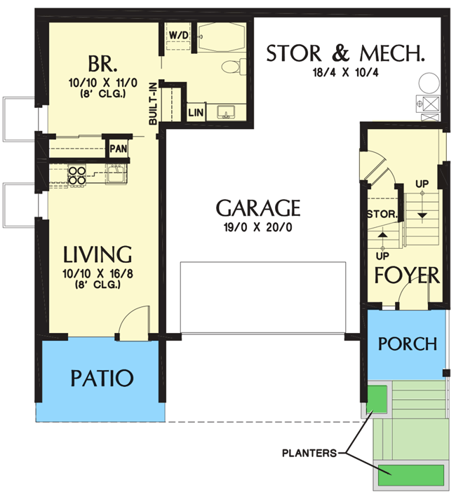 Plan 69722AM: Contemporary Northwest House Plan with Lower-Level Apartment - 2874 Sq Ft - Floor Plan - Lower Level - Contemporary, Modern, Northwest