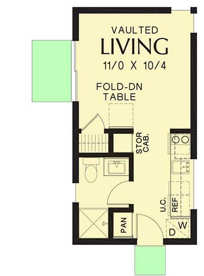 Plan 69720AM: Teeny Tiny House Plan - Floor Plan - Main Level - Cottage, Country, Vacation