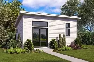 Teeny Tiny Home Plan with Vaulted Living Space