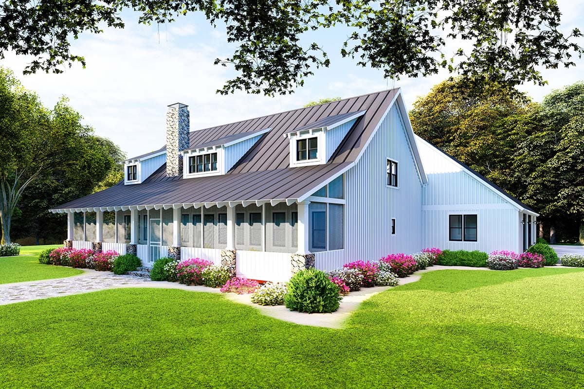 Plan 70617MK: Porch Lover's Farmhouse Plan with 4-Car Garage - 2663 Sq Ft - Image #4 - Country, Farmhouse, Southern, Traditional