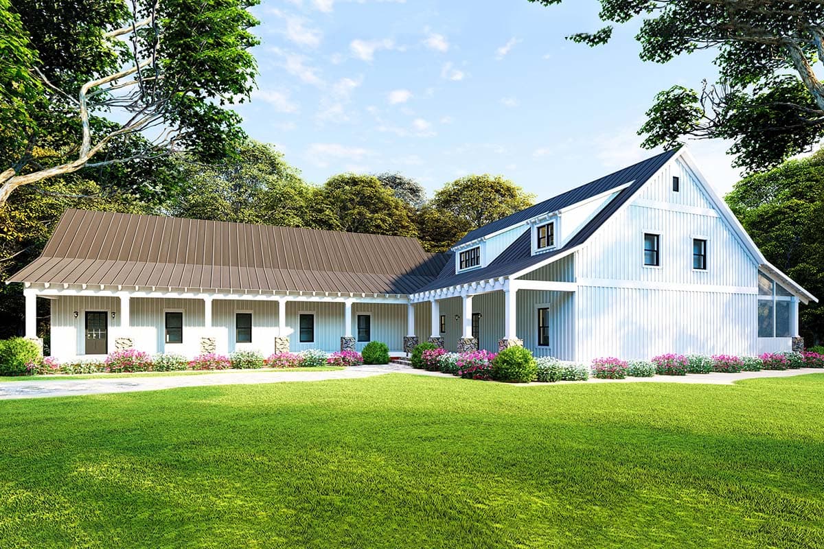Plan 70617MK: Porch Lover's Farmhouse Plan with 4-Car Garage - 2663 Sq Ft - Image #5 - Country, Farmhouse, Southern, Traditional