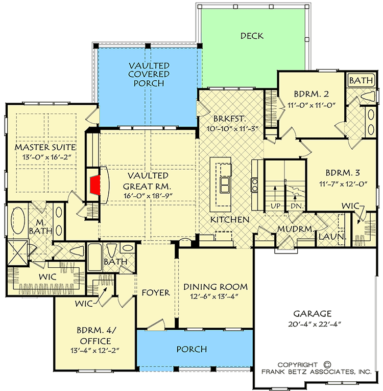 Plan 710122BTZ: Attractive House Plan with Fieldstone, Brick and Siding Exterior - Floor Plan - Main Level - Country, Craftsman