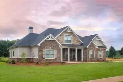 Attractive House Plan with Fieldstone, Brick and Siding Exterior