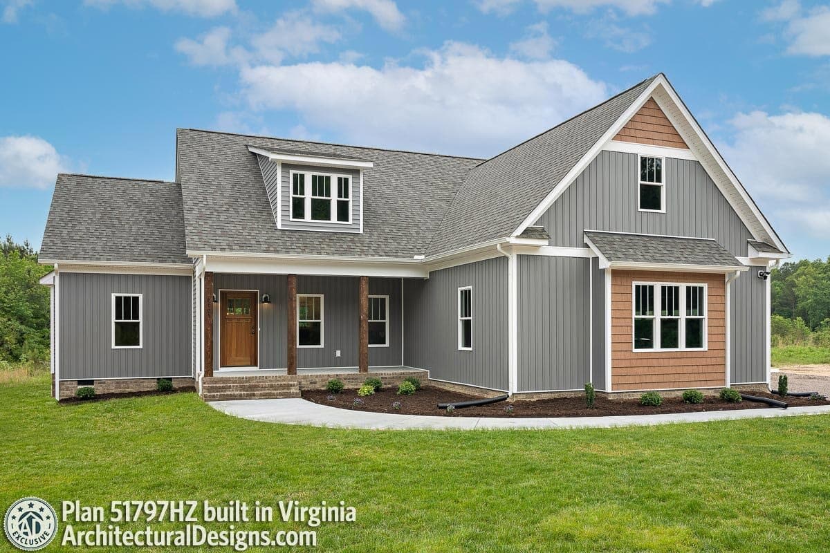 Plan 51797HZ: Exclusive Split-Bed Cottage House Plan with Shed Dormer - Image #6 - Cottage, Country, Farmhouse, New American, Traditional