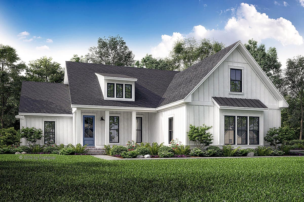 Plan 51797HZ: Exclusive Split-Bed Cottage House Plan with Shed Dormer - Image #5 - Cottage, Country, Farmhouse, New American, Traditional